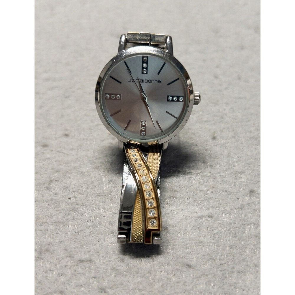 Liz Claiborne LC1220 Japan Movement Diamond Gold Silver Toned Ladies Wristwatch‎ - Picture 4 of 8
